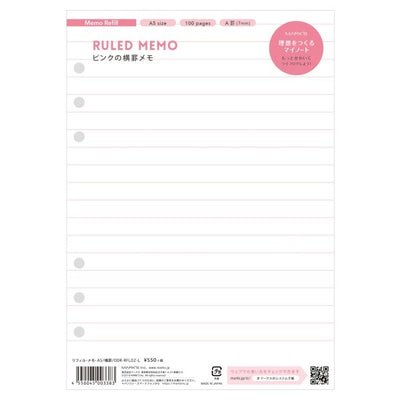 Mark's A5 System Planner Memo Refill - Ruled Memo Pink