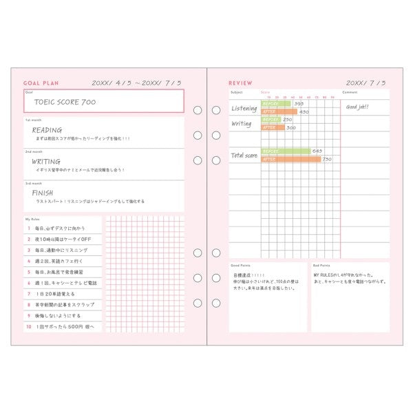 Mark's A5 System Planner Contents Refill - Study Note Set