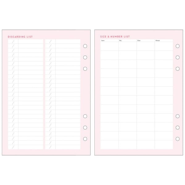 Mark's A5 System Planner Contents Refill - Housework Note Set