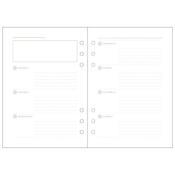 Mark's A5 System Planner Diary Refill - Weekly Horizontal Brown