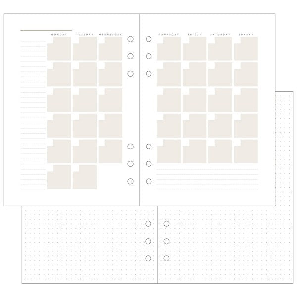 Mark's A5 System Planner Diary Refill - Monthly Block Brown