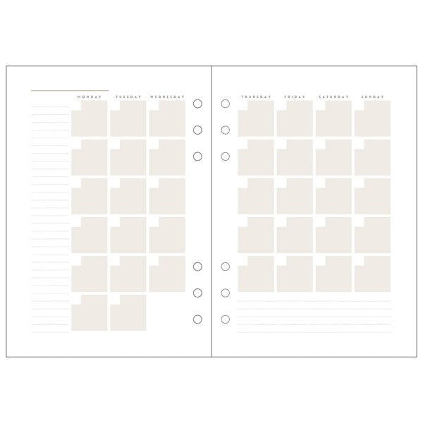 Mark's A5 System Planner Diary Refill - Monthly Block Brown