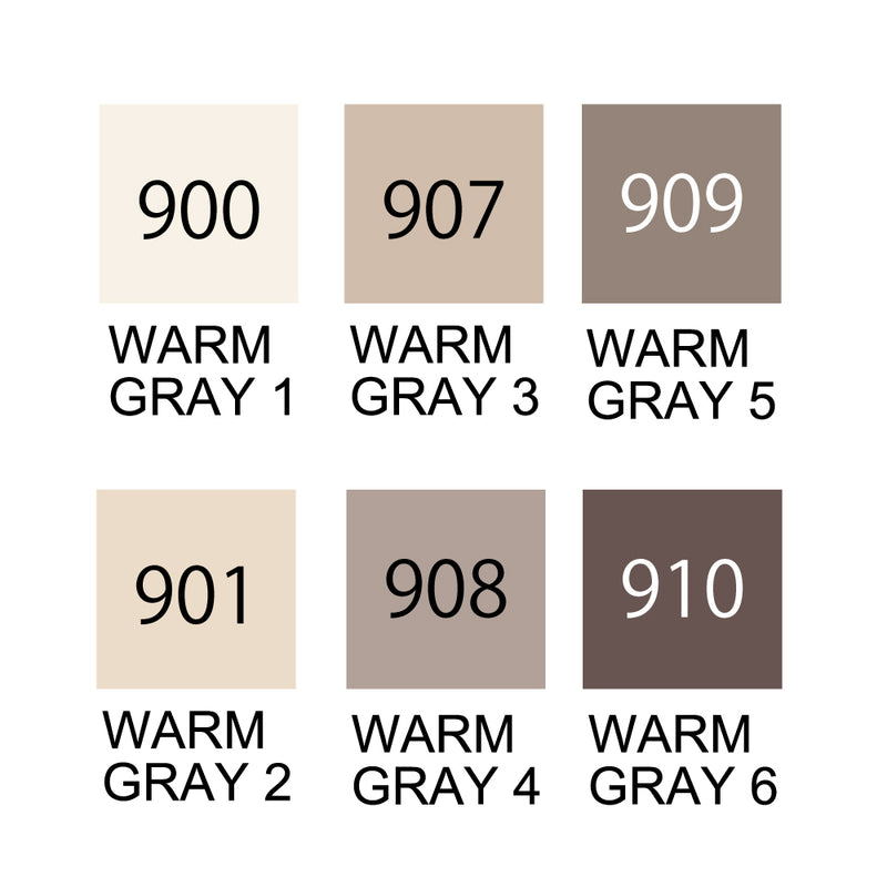 Kuretake ZIG CLEAN COLOUR Real Brush 6 Colour Set - Warm Gray
