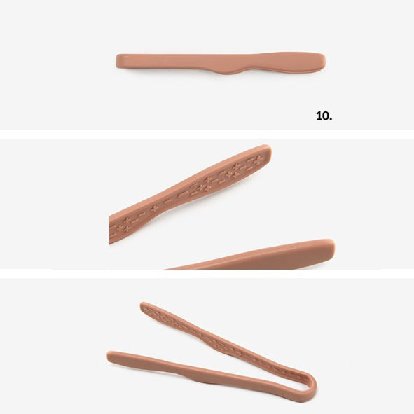 Dailylike Bonbon Silicone Utensils - 10 Mini Kitchen Tongs (Dusty Rose)